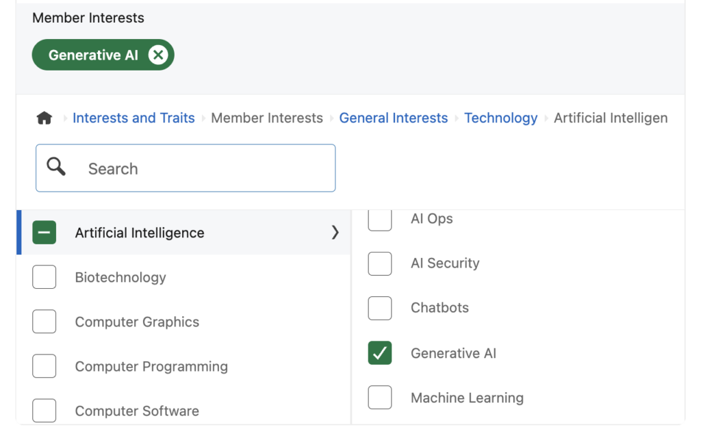 Campaign Manager - Interests Targeting